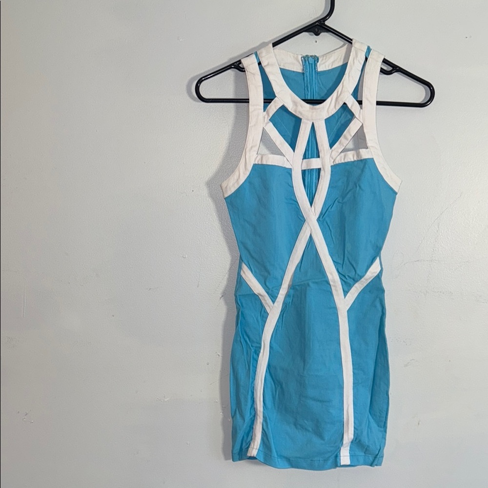 2; Mustard Seed Blue Bodycon Halter Dress & Night Out BodyCon V Neck